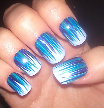 Blue Strokes on White Base