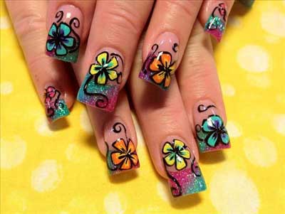 Floral Design on a Twin Shade Glitter Base