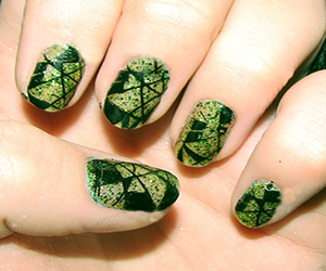Glittery Green with Black Abstract