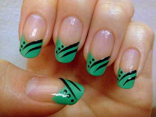 9. Mint Green and Gold French Tip Nails - wide 2