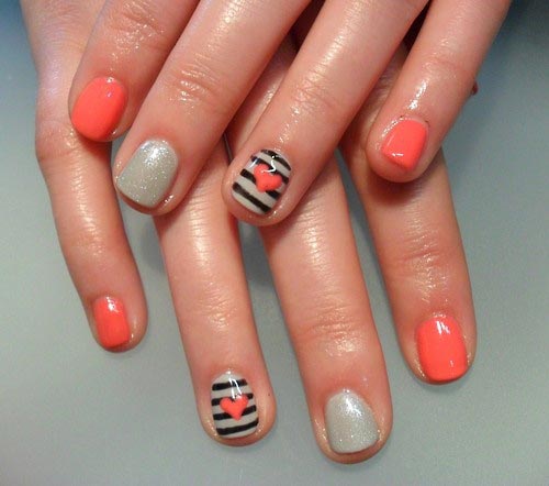 Shiny Small Hearts in Orange