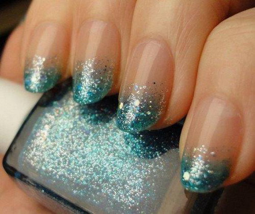 Turquoise Glitter on a Light Background
