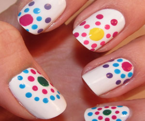 Red with White Polka Dots - Nail Art