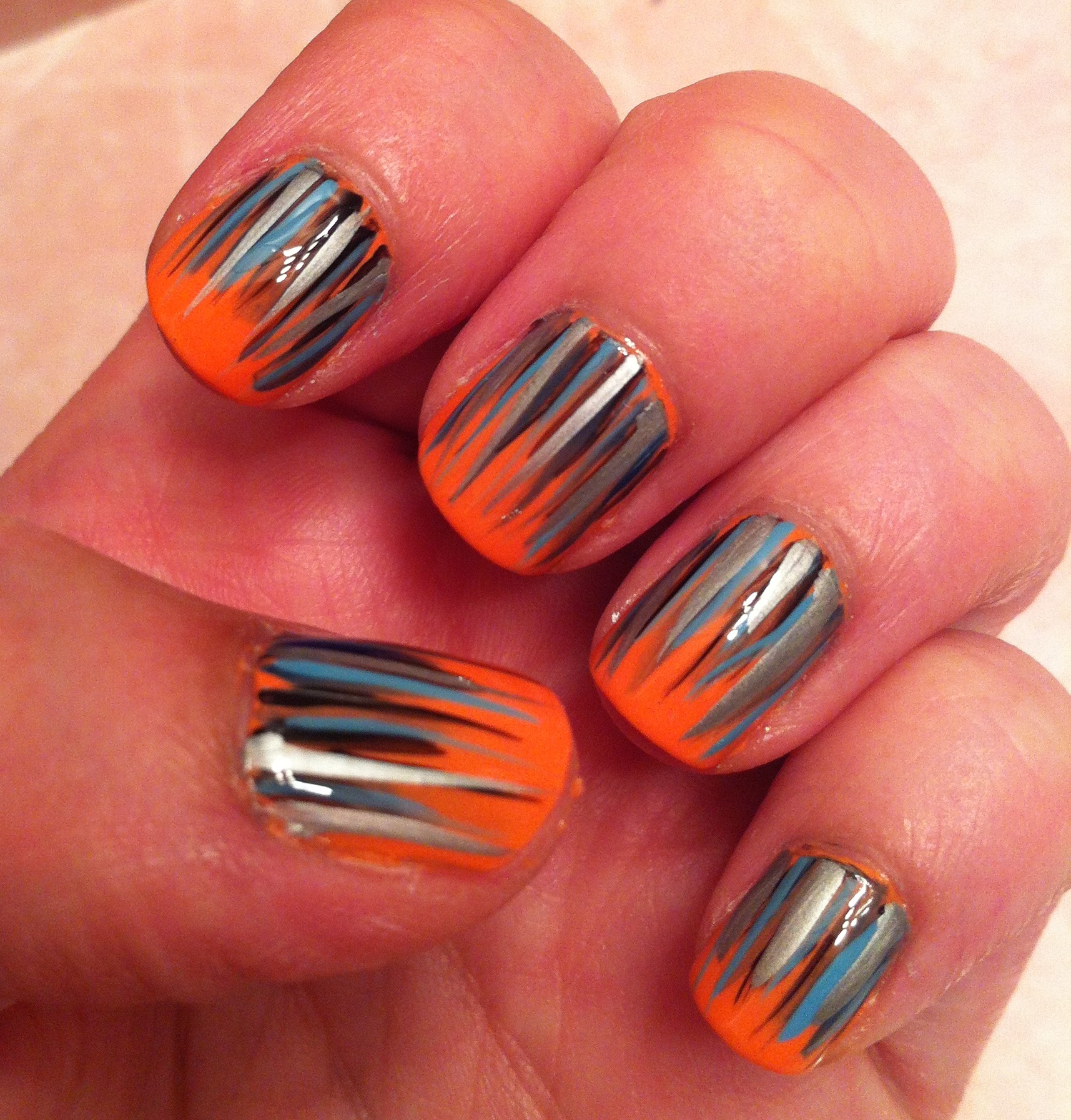 orange and gray nail designs